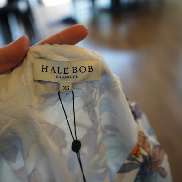 NWT Hale Bob Paisley Printed V-Neck Button Down Mini Dress in Blue size XS - Picture 5 of 7